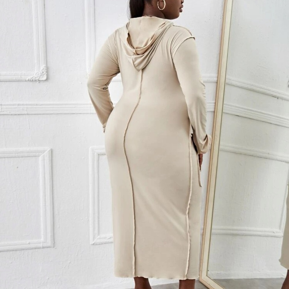 Plus size stitch trim hoodie bodycon dress